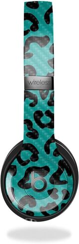 Carbon Fiber Skin Compatible with Beats Solo 4 - Teal Leopard - Premium 3M Vinyl Protective Wrap Decal Cover - Easy to Apply | Crafted in The USA by MightySkins in Kuwait