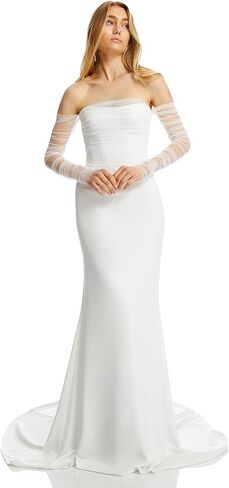 Eiaork Long Wedding Tulle Gloves White Pearl Bridal Gloves Elbow Length Summer Fingerless Gloves for Women and Girls in Saudi Arabia
