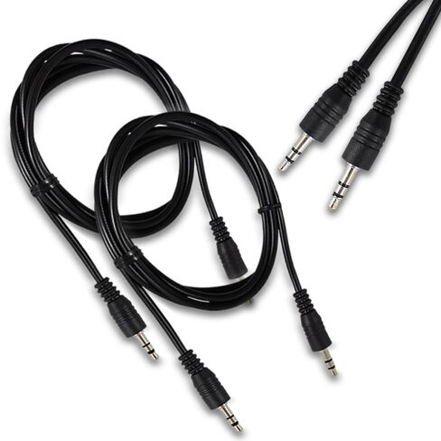 Fenzer 2 Pack AUX Cable, (6.6ft/2m, Hi-Fi Sound) 3.5mm TRS Auxiliary Audio Cable Cord Compatible with Car, Home Stereos, Speaker, iPod, iPad, Headphones, Sony, Echo Dot, Beats (Black) in Kuwait