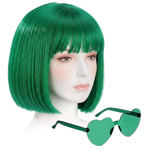 Chunyin 60 Pieces Party Wigs and Sunglasses Set, Neon Short Bob Wig Party Wigs Costume Cosplay Colorful Wig Hairpieces for Bachelorette Neon Party Favors, Halloween, Decorations in Kuwait