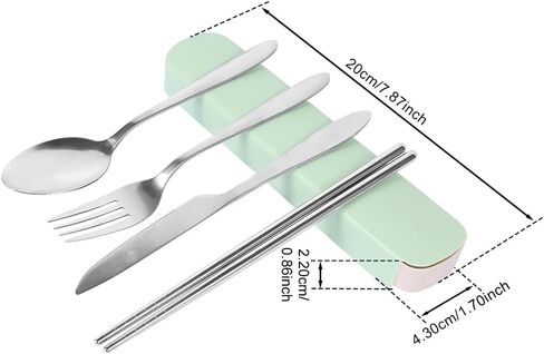 Portable Cutlery Set 4pcs Stainless Steel Silverware Set with Case for Meal Box Reusable Travel Camping Flatware Set Personal Utensil Sets for Camping Office School Picnic in Kuwait