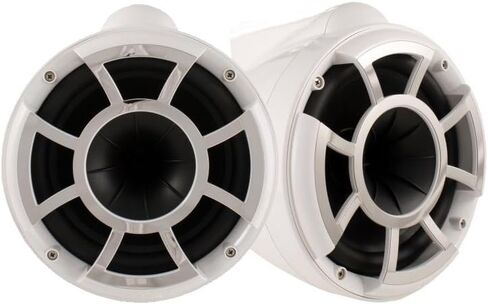 Wet Sounds REV 10 W-FC SA V2 - أبيض REV10 - مكبرات صوت برجية مقاس 10 بوصات من سلسلة Revolution، زوج مع مشابك ثابتة من الألومنيوم الفضي (زوج) in Kuwait