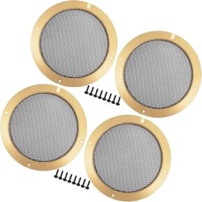 Motoforti Universal 6.5" Car Speaker Grills Cover Mesh Round 6.5 Inch Audio Speaker Subwoofer Guard Protector Case with Screws Iron Gold Tone Black - Pack of 4 Long-lasting in Kuwait