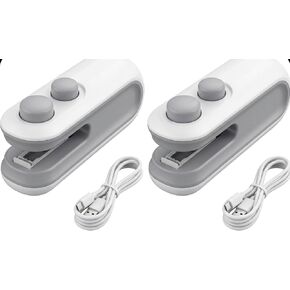 2-Pack 2-in-1 Portable Bag Sealer and Cutter – Rechargeable Mini Heat Sealer for Plastic Bags – Handheld Vacuum Sealer for Food Storage & Snack Freshness – USB-C Charging with Magnetic Base in Kuwait