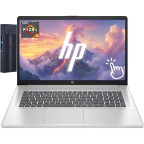 HP 17 Laptop, 17.3" HD+ Touchscreen Display, AMD Ryzen 5 7430U, 32GB RAM 1TB SSD, 128gb 9H Docking Station, Wi-Fi 6, Bluetooth 5.4, Webcam, Windows 11 Pro, Silver in Kuwait