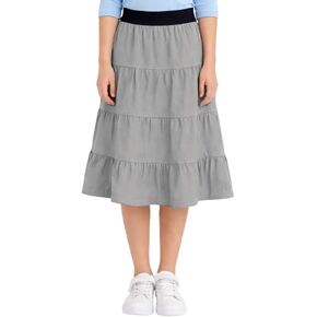 Baby'O Girl's Lightweight 4 Tiered Cotton Twill Below The Knee Length Skirt in Kuwait