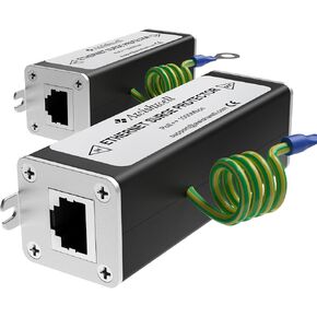 20KA Ethernet Surge Protector Gigabit, 2 Pack PoE++ RJ45 Lightning Arrestor | Awishwell CAT5/CAT6 Network Thunder Protector with Transformer, Mounting Flange, GDT Metal Shielded LAN Surge Protection in Saudi Arabia