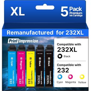 مجموعة خراطيش حبر 232XL المعاد تصنيعها لخرطوشة حبر Epson 232 لخرطوشة حبر Epson 232 232XL 232 XL T232 تعمل لطابعة Epson XP-4205 XP-4200 Workforce WF-2930 WF-2950، 5 عبوات-BCMY in Kuwait