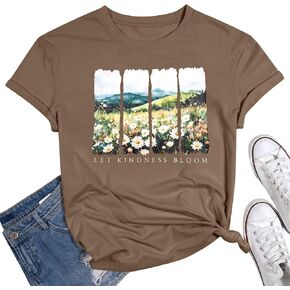 KIDDAD Kindness Matters Shirt Women Boho Floral Graphic Be Kind Tee Short Sleeve Inspirational Teacher Tops in Kuwait