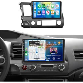 4G + 64G راديو السيارة ستيريو لهوندا سيفيك 2006-2011 10.1 بوصة IPS شاشة تعمل باللمس/Android 15/Wireless CarPlay/Android Auto/DSP 32 EQ/GPS Navigation/WiFi/5.0Bluetooth/FM/RDS/SWC/AHD كاميرا احتياطية in Kuwait