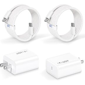 محول طاقة ديناميكي Apple 40W-60W، شاحن USB C سريع 2 حزمة شاحن iPhone شحن سريع 6FT نوع C كابلات شحن مضفرة لأجهزة Apple iPhone 17/17E/Air/17 ProMax/16Pro/16e/15Plus، iPad Pro/Air، AirPods in Kuwait