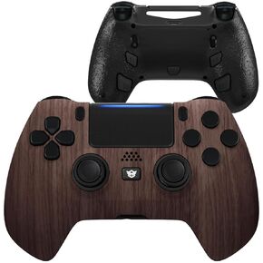 HEXGAMING HYPER Wireless Controller Compatible with ps4-4 Back Buttons, Triggers stop, Interchangeable Thumbsticks - Black Wood Pattern in Saudi Arabia