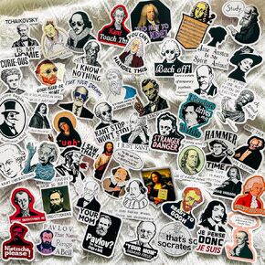 50pcs Funny Historical Figures Meme Stickers Pack – Philosopher Scientist Author Art Quotes History Decals for Laptop Water Bottle Scrapbook Journal Teacher Student Gifts in Saudi Arabia