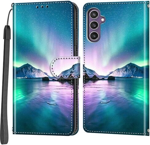 حافظة محفظة لهاتف Samsung Galaxy S23 FE، [مسند] حامل 3 بطاقات [غلاف داخلي من مادة TPU مقاوم للصدمات]، غطاء قلاب واقٍ مغناطيسي من جلد البولي يوريثان مقاس 6.4 بوصات، زهرة سوداء in Kuwait