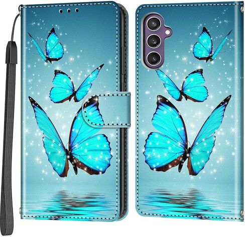 Case Wallet for Samsung Galaxy S23 FE, [Kickstand] 3 Card Holder Stand [Shockproof TPU Interior Shell], PU Leather Magnetic Protective Flip Cover 6.4", Black Flower in Saudi Arabia