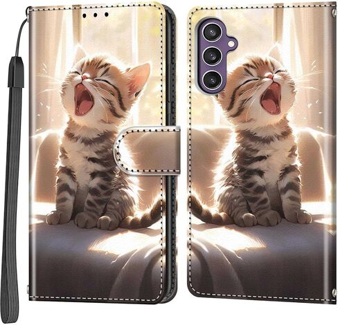 Case Wallet for Samsung Galaxy S23 FE, [Kickstand] 3 Card Holder Stand [Shockproof TPU Interior Shell], PU Leather Magnetic Protective Flip Cover 6.4", Black Flower in Saudi Arabia