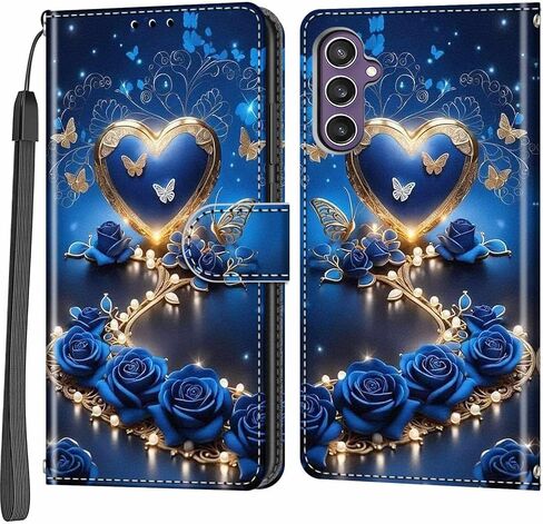 Case Wallet for Samsung Galaxy S23 FE, [Kickstand] 3 Card Holder Stand [Shockproof TPU Interior Shell], PU Leather Magnetic Protective Flip Cover 6.4", Black Flower in Saudi Arabia