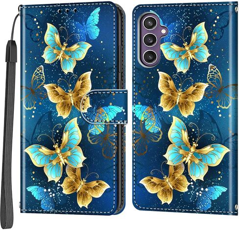 Case Wallet for Samsung Galaxy S23 FE, [Kickstand] 3 Card Holder Stand [Shockproof TPU Interior Shell], PU Leather Magnetic Protective Flip Cover 6.4", Black Flower in Saudi Arabia