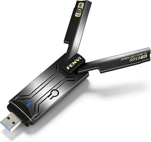 BE6500 WiFi 7 USB Adapter, Tri-Band 6GHz/5GHz/2.4GHz, 6.5Gbps High Speed, USB 3.0 Dual Antenna, 4K-QAM, Low Latency, for PC Gaming, Compatible with Windows 11/10 in Kuwait
