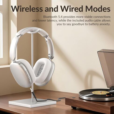 سماعات رأس Wentronic Y02 بخاصية إلغاء الضوضاء النشطة، بطارية 60 ساعة، 5 أوضاع موسيقى EQ، صوت عالي الدقة، صوت جهير عميق، سماعة رأس بلوتوث 5.4 لاسلكية قابلة للطي فوق الأذن، وسادات أذن جلدية قابلة للتنفس (فضي) in Kuwait