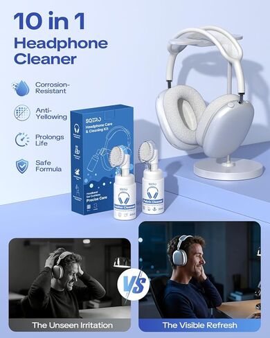 مجموعة تنظيف سماعات الرأس لتنظيف وسائد الأذن وعصابة الرأس لسماعات AirPods Max، تتضمن محلول نسيج جلدي، وفرش، وتزيل الروائح والبقع، وتركيبة آمنة ولطيفة in Kuwait