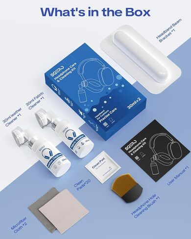 مجموعة تنظيف سماعات الرأس لتنظيف وسائد الأذن وعصابة الرأس لسماعات AirPods Max، تتضمن محلول نسيج جلدي، وفرش، وتزيل الروائح والبقع، وتركيبة آمنة ولطيفة in Kuwait