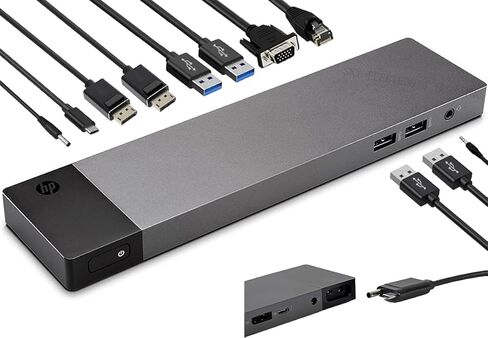 محطة إرساء الكمبيوتر المحمول HP Elitebook ZBook Thunderbolt 3 USB-C بقدرة 90 وات، USB 3.0، DisplayPort، VGA، RJ-45 (متجدد) in Kuwait
