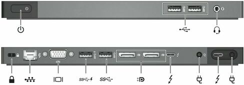 محطة إرساء الكمبيوتر المحمول HP Elitebook ZBook Thunderbolt 3 USB-C بقدرة 90 وات، USB 3.0، DisplayPort، VGA، RJ-45 (متجدد) in Kuwait