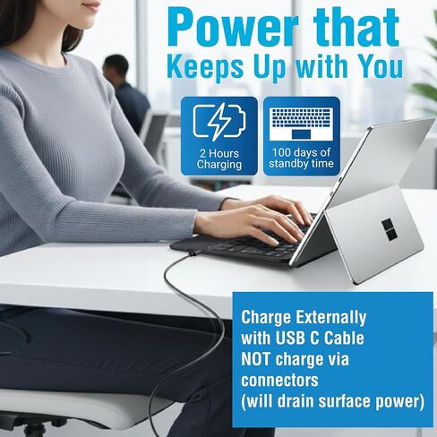 Surface Pro 11/10/9/8/X Keyboard with Trackpad – Wireless Bluetooth Type Cover, 7 Color Backlit Keys, Ultra Slim Magnetic Design, USB-C Rechargeable with Pen Holder in Kuwait