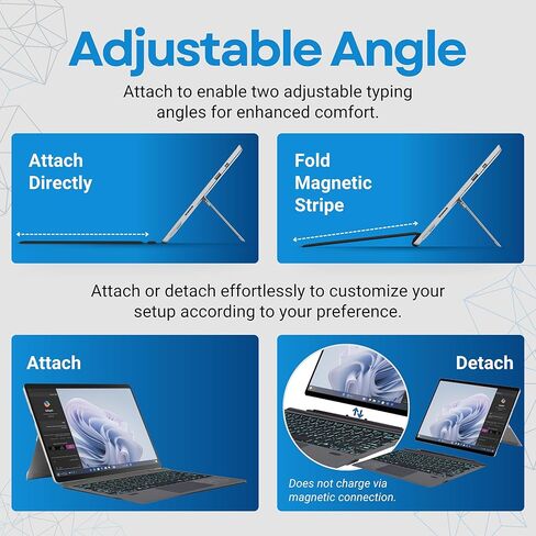 Surface Pro 11/10/9/8/X Keyboard with Trackpad – Wireless Bluetooth Type Cover, 7 Color Backlit Keys, Ultra Slim Magnetic Design, USB-C Rechargeable with Pen Holder in Kuwait