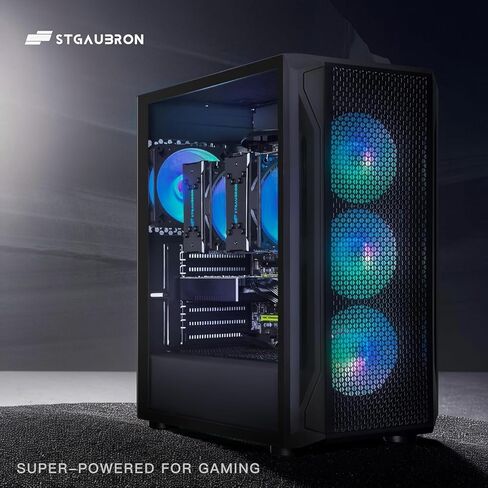 حزمة كمبيوتر ألعاب STGAubron مع شاشة LED FHD مقاس 24 بوصة - معالج Intel i7 Xeon E5 مزدوج يصل إلى 3.7 جيجا هرتز، Radeon RX 580 8G، 16G DDR4، 512G SSD، مروحة RGB x 4، Windows 11 in Kuwait