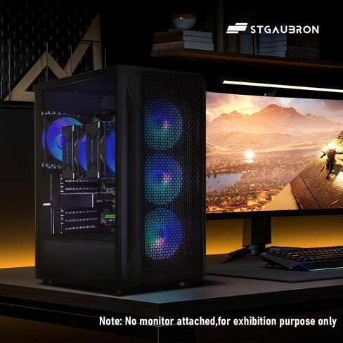 حزمة كمبيوتر ألعاب STGAubron مع شاشة LED FHD مقاس 24 بوصة - معالج Intel i7 Xeon E5 مزدوج يصل إلى 3.7 جيجا هرتز، Radeon RX 580 8G، 16G DDR4، 512G SSD، مروحة RGB x 4، Windows 11 in Kuwait