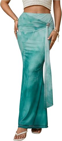 شينه شينهي شبكية عالية الخصر تنورة maxi bodycon أنيقة الخروج طويلة الأسماك تنورة طويلة in Saudi Arabia