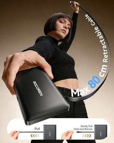 كتلة شاحن USB C بقدرة 560 واط، محطة شحن USB C رفيعة للغاية بـ 8 منافذ Rocoren مع كابل قابل للسحب، محور محطة شحن USB سريع 100 واط PD لأجهزة MacBook Pro/Air، iPad، iPhone 17/16/15، Samsung in Kuwait