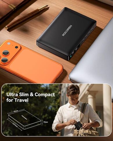كتلة شاحن USB C بقدرة 560 واط، محطة شحن USB C رفيعة للغاية بـ 8 منافذ Rocoren مع كابل قابل للسحب، محور محطة شحن USB سريع 100 واط PD لأجهزة MacBook Pro/Air، iPad، iPhone 17/16/15، Samsung in Kuwait