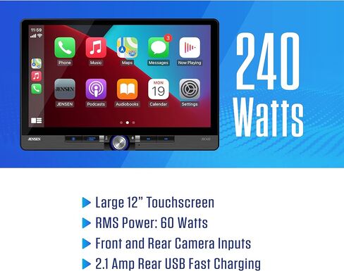 JENSEN J5CA12 11.6-inch Certified Wireless Apple Carplay Android Auto Car Stereo & BUCAM100J Backup Camera Bundle in Kuwait
