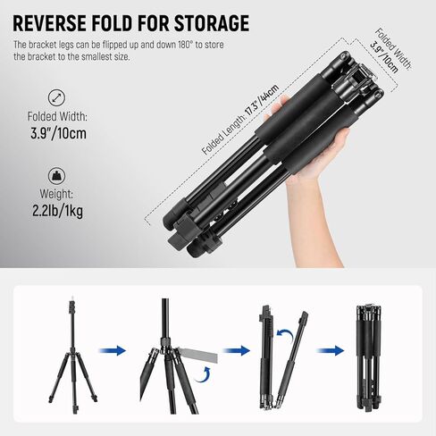 NEEWER ST195 Photography Light Stand 1.5-6.4ft/47-195cm Aluminum Reversible Studio Lighting Tripod for Strobe Camera Softbox + AP100C 105W RGB LED Panel Video Light Kit with Barn Doors, 1200 LEDs in Kuwait