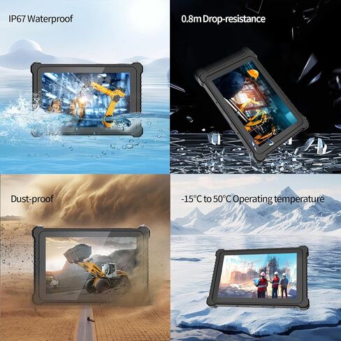10.1 inch Rugged Tablet with 2D Barcode Scanner, Windows 11 Pro, 4G LTE, WiFi, GPS, NFC, 8GB+256GB Industrial Tablet PC, IP67 Waterproof, Sunlight Readable, Fingerprint, USB-C, 8000mAh in Kuwait