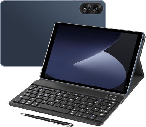 Android Tablet,10.1inch Tablet PC with Keyboard & Cases, 8-Core CPU, T860 GPU, 3GB+128GB(TF 256G), 4G LTE Dual SIM, BT5.0, GPS, WiFi 5, Face Unlock, Dual Cameras, 5000mAh Battery (Black, G2) in Saudi Arabia
