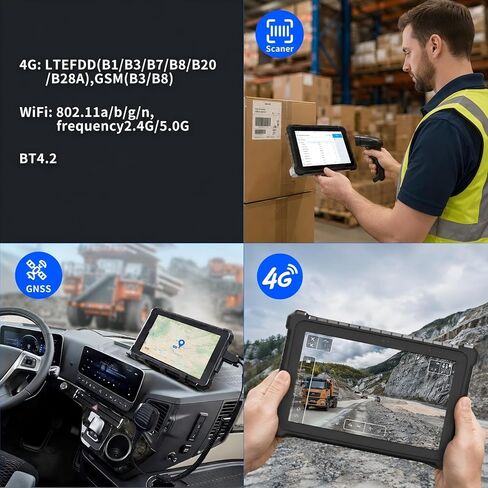 10.1 inch Rugged Tablet with 2D Barcode Scanner, Windows 11 Pro, 4G LTE, WiFi, GPS, NFC, 8GB+256GB Industrial Tablet PC, IP67 Waterproof, Sunlight Readable, Fingerprint, USB-C, 8000mAh in Kuwait