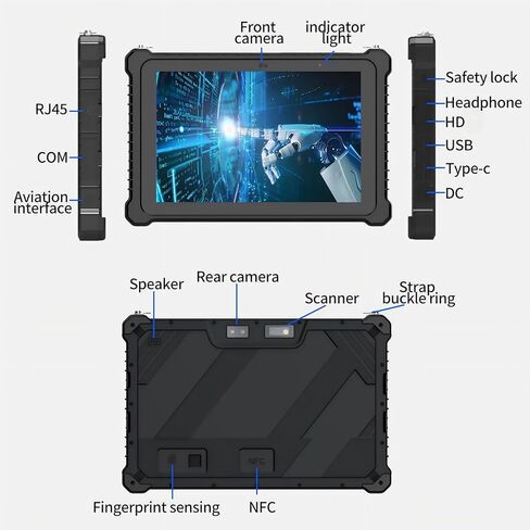 10.1 inch Rugged Tablet with 2D Barcode Scanner, Windows 11 Pro, 4G LTE, WiFi, GPS, NFC, 8GB+256GB Industrial Tablet PC, IP67 Waterproof, Sunlight Readable, Fingerprint, USB-C, 8000mAh in Kuwait