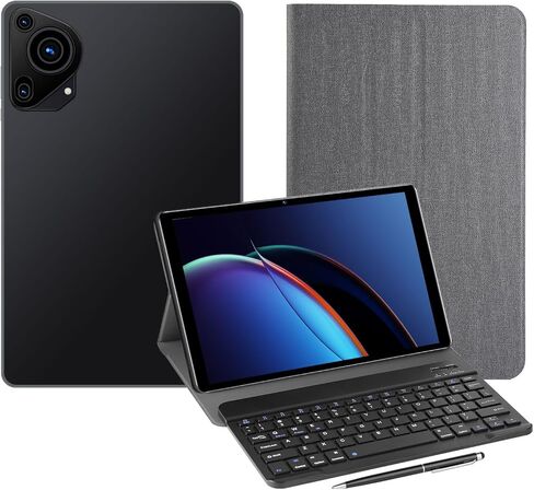 Android Tablet,10.1inch Tablet PC with Keyboard & Cases, 8-Core CPU, T860 GPU, 3GB+128GB(TF 256G), 4G LTE Dual SIM, BT5.0, GPS, WiFi 5, Face Unlock, Dual Cameras, 5000mAh Battery (Black, G2) in Saudi Arabia