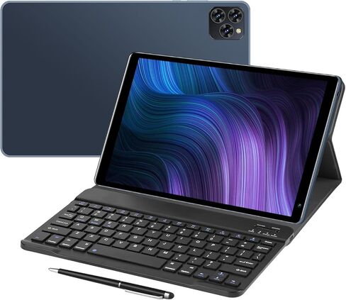 Android Tablet,10.1inch Tablet PC with Keyboard & Cases, 8-Core CPU, T860 GPU, 3GB+128GB(TF 256G), 4G LTE Dual SIM, BT5.0, GPS, WiFi 5, Face Unlock, Dual Cameras, 5000mAh Battery (Black, G2) in Saudi Arabia