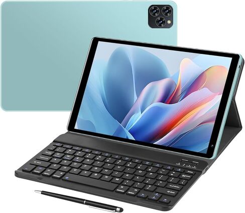 Android Tablet,10.1inch Tablet PC with Keyboard & Cases, 8-Core CPU, T860 GPU, 3GB+128GB(TF 256G), 4G LTE Dual SIM, BT5.0, GPS, WiFi 5, Face Unlock, Dual Cameras, 5000mAh Battery (Black, G2) in Saudi Arabia