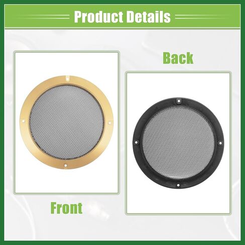 Motoforti Universal 6.5 بوصة غطاء شبكي لسماعات السيارة مقاس 6.5 بوصة، غطاء حماية لمكبر الصوت ومكبر الصوت مع مسامير حديدية ذهبية اللون باللون الأسود - عبوة من 4 قطع تدوم طويلاً in Kuwait