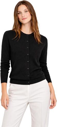 سترة نسائية من State Cashmere 100% من الكشمير النقي بأزرار أمامية وأكمام طويلة ورقبة دائرية in Saudi Arabia