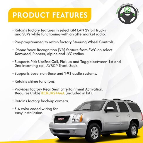 SWRGM-49A | Radio Replacement w/SWC Retention for GM LAN 29-Bit Trucks and SUVs 2012-2014 w/Bose Amplified & Non-Amplified Systems in Kuwait