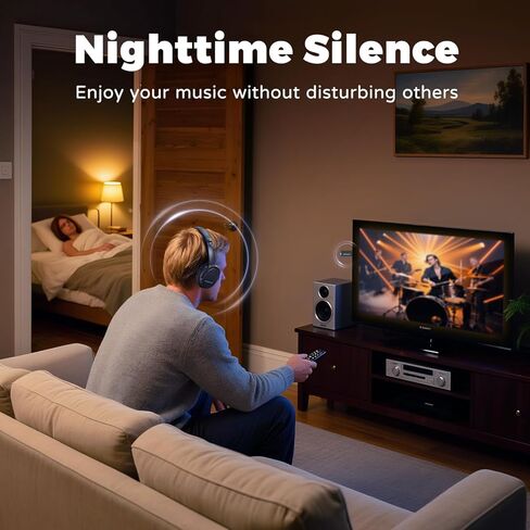 Holdsound Wireless Headphones for TV, BKM400 Over-Ear TV Headphones Wireless with Bluetooth USB Transmitter, Strong Compatibility, Up to 165 ft, No Delay and High Volume Output, 40 Hours Battery Life in Saudi Arabia