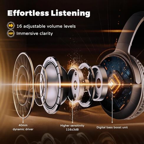 Holdsound Wireless Headphones for TV, BKM400 Over-Ear TV Headphones Wireless with Bluetooth USB Transmitter, Strong Compatibility, Up to 165 ft, No Delay and High Volume Output, 40 Hours Battery Life in Saudi Arabia