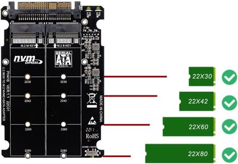 محول M.2 SSD إلى U.2 2in1 M.2 NVMe وSATA-Bus NGFF SSD إلى محول PCI-E U.2 SFF-8639 محول PCIe M2، بدون غلاف in Kuwait
